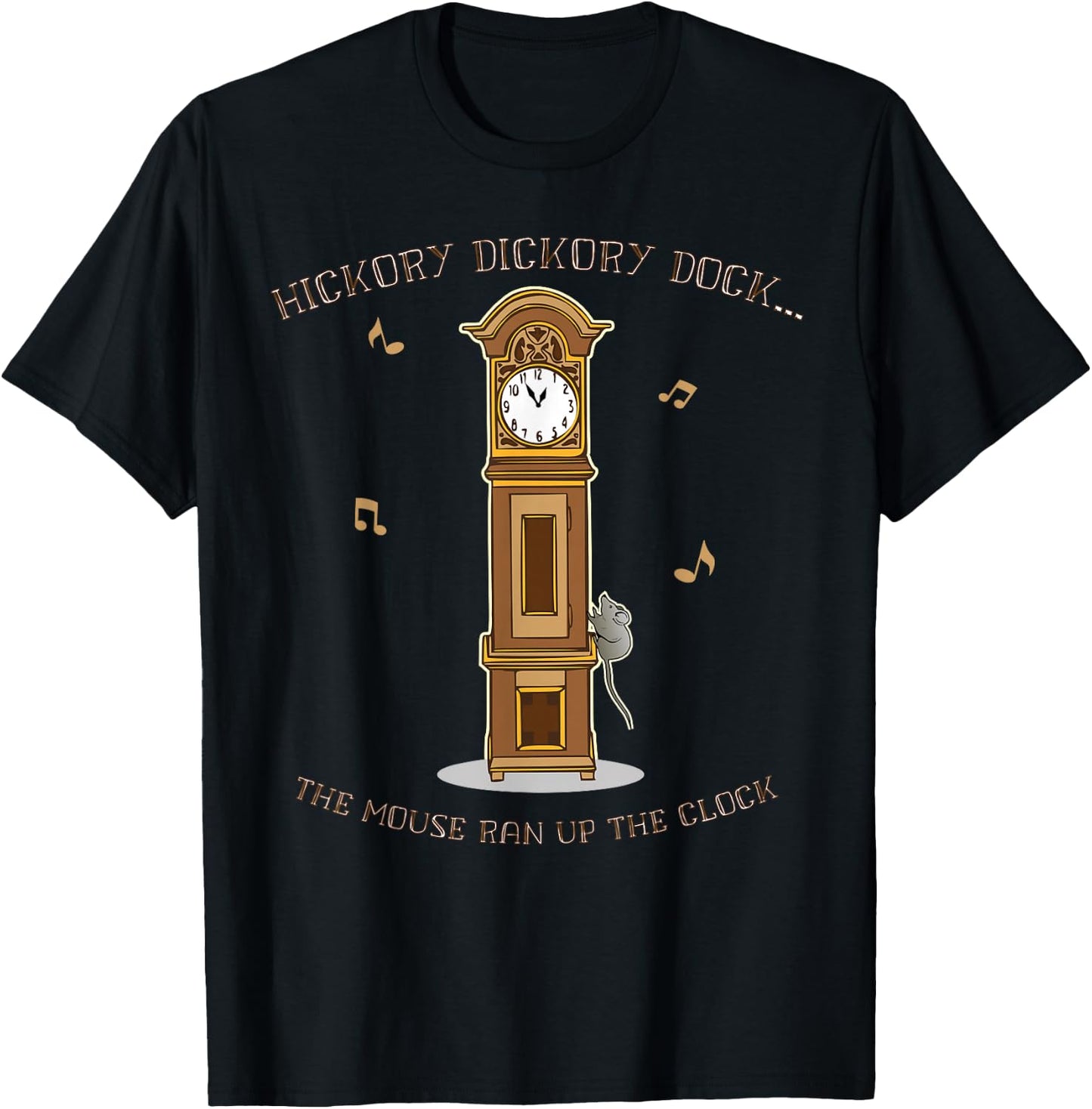 Hickory Dickory Dock Unique Nursery Rhymes T-Shirt - T-Shirt | Black