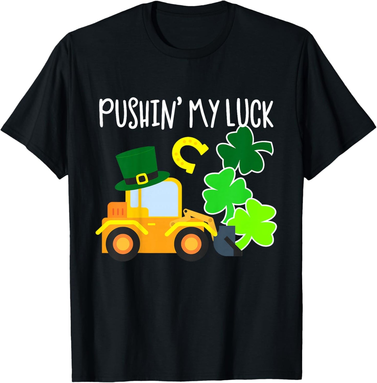 Pushing My Luck Toddler Boy Tractor St Patricks Day Truck T-Shirt - T-Shirt | Black
