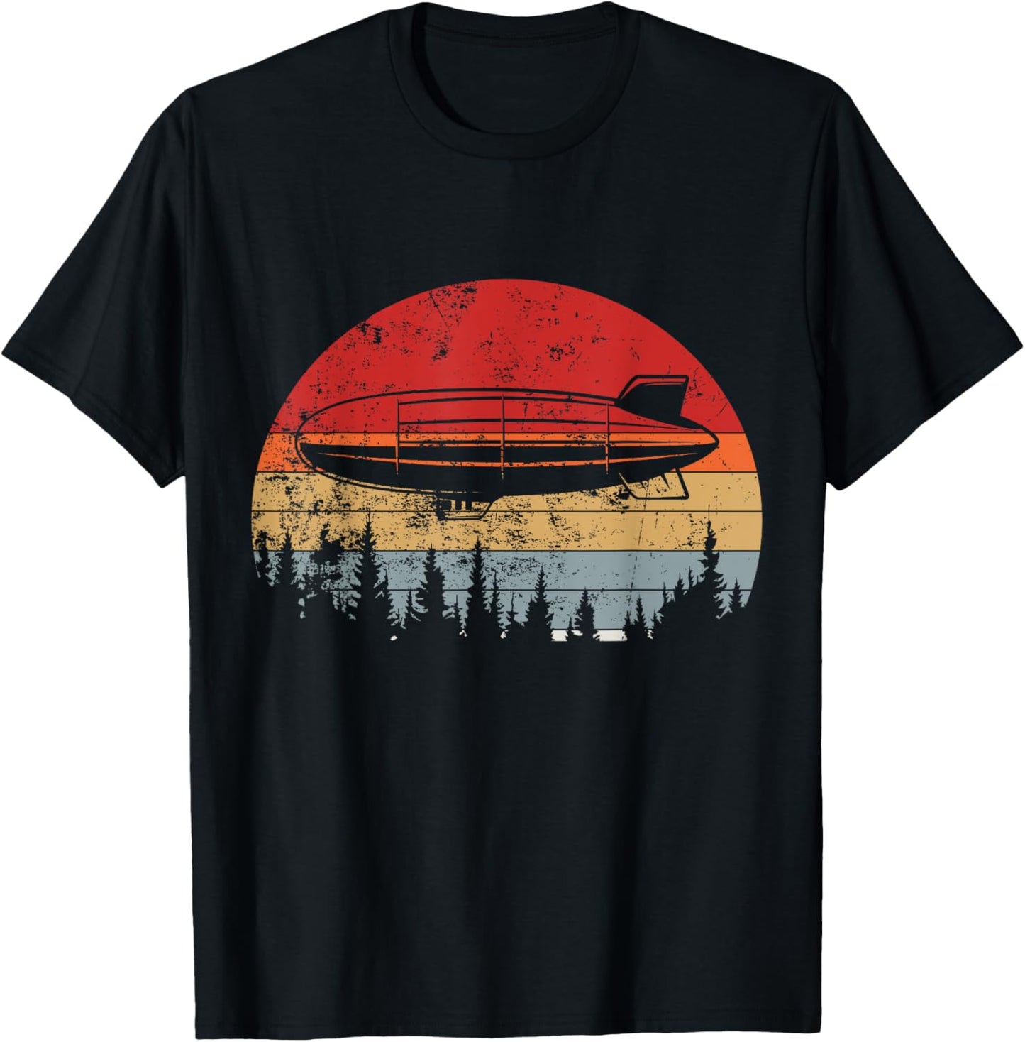 Retro Zeppelin 70s Dirigible Blimp Airship Zepelin Zepplin T-Shirt - T-Shirt | Black