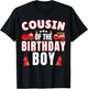 Cousin of the Birthday Boy Fire Truck Firefighter Bday Party T-Shirt - T-Shirt | Black
