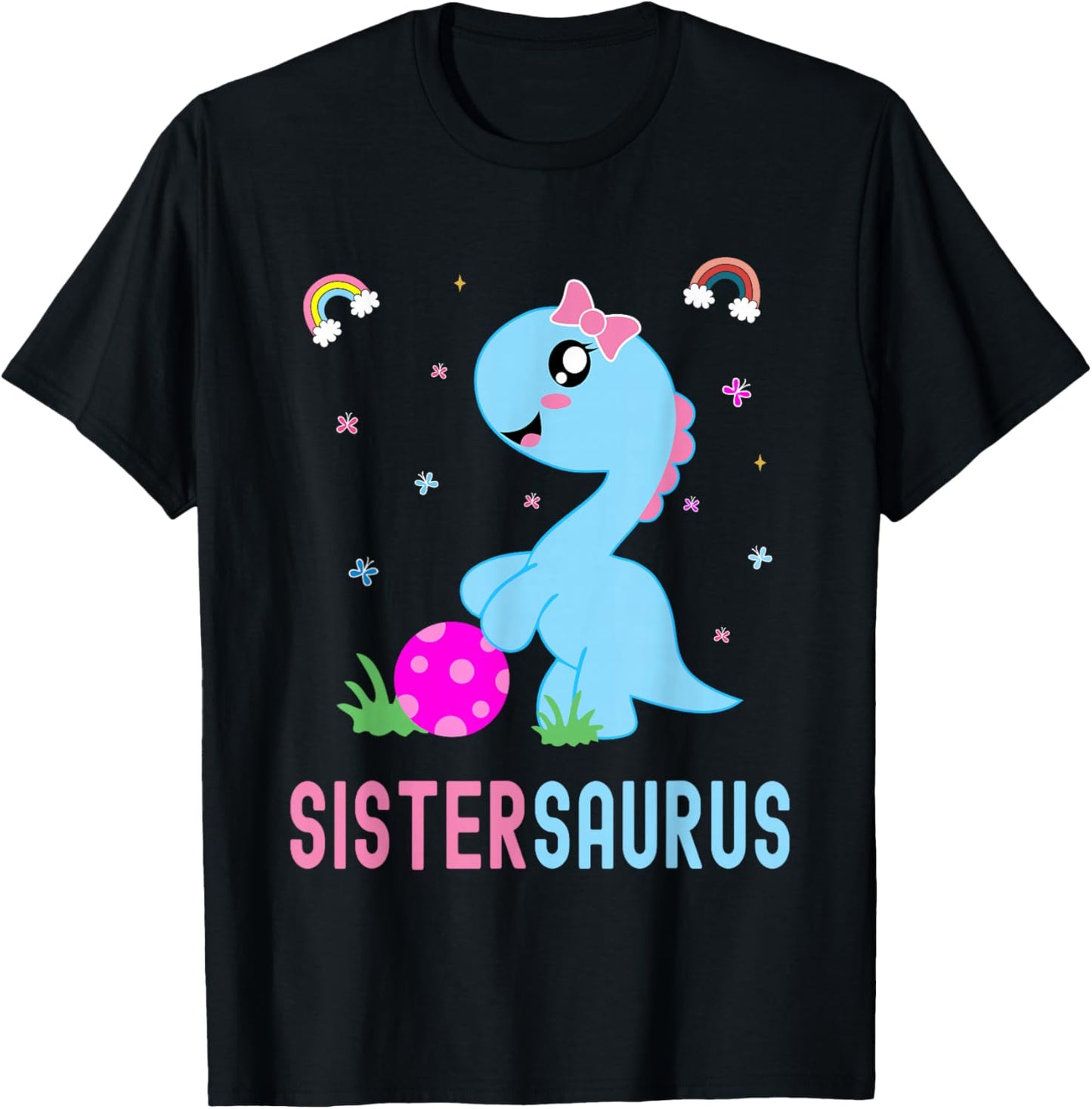 Sistersaurus Cute Dino Dinosaur Sister Saurus T-Shirt - T-Shirt | Black