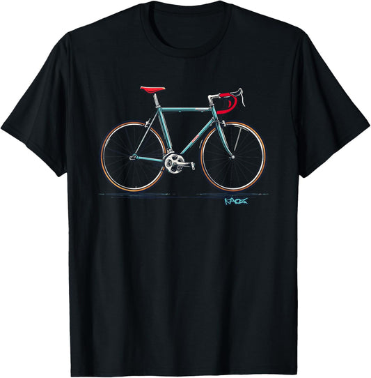 CLASSIC COOL STEEL BIKE, Road Bike Fixie Retro , Blue, S T-Shirt - T-Shirt | Black