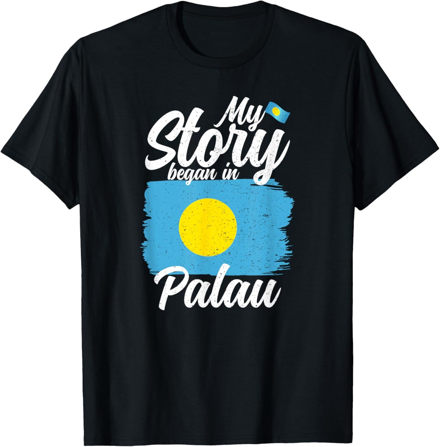 Palauan Flag & proud Patriots Palau - Adult - Black - Small - Short Sleeve - Classic Fit - Modern, Lightweight - Palau Flag T-Shirt - T-Shirt | Black