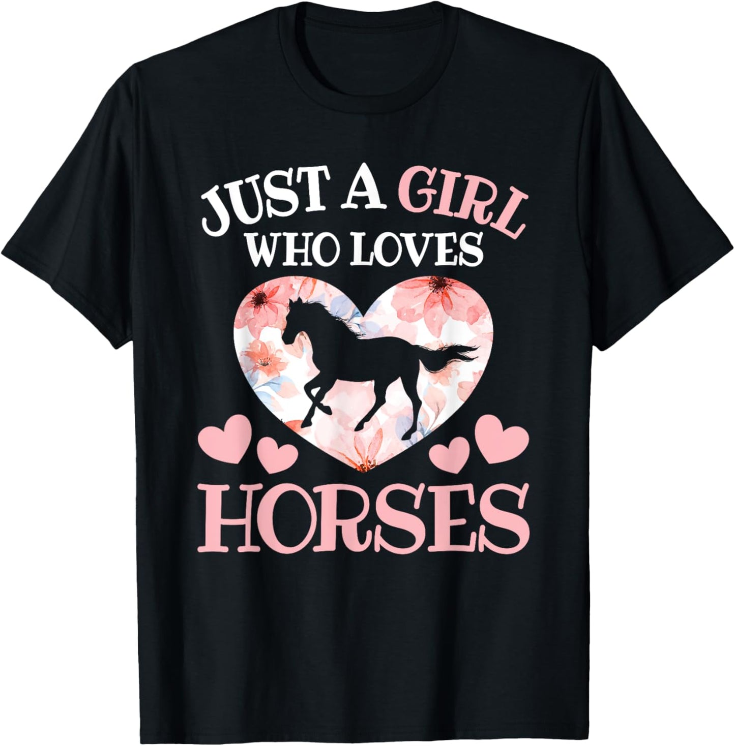 Just A Girl Who Loves Horses Horseback Riding Horse Lover T-Shirt - T-Shirt | Black