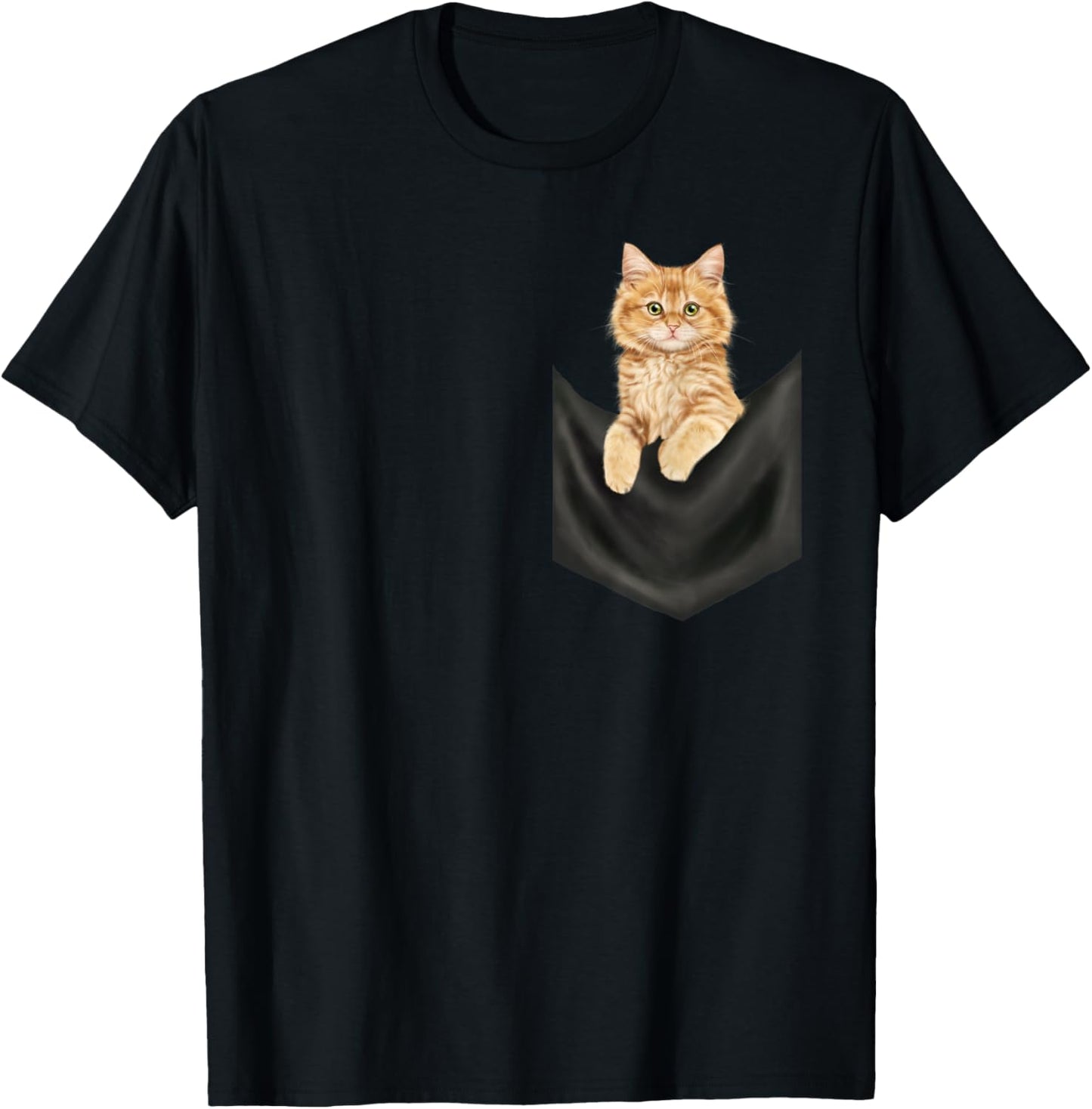Peeking Cat, Cute Cat in Pocket Cats Shirt T-Shirt - T-Shirt | Black