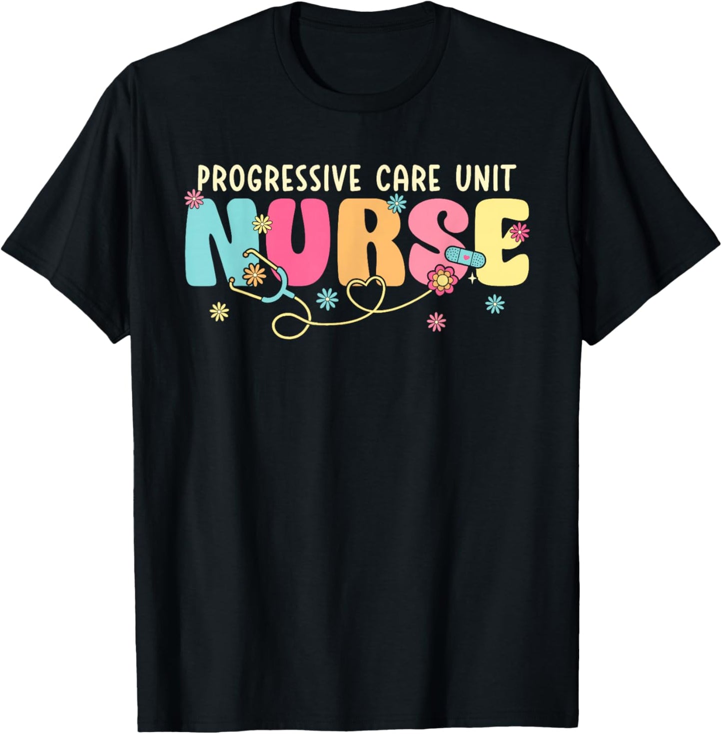Progressive Care Unit Groovy PCU Nurse Emergency Room Nurse T-Shirt - T-Shirt | Black