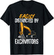 Construction Vehicle Boys Easily Distracted By Excavators T-Shirt - T-Shirt | Black