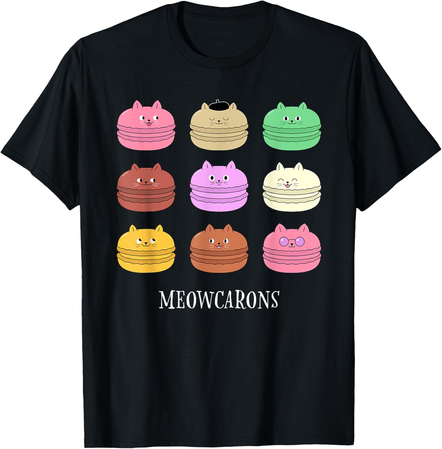 Cat Macarons "Meowcarons" - For Baking Girlfriend T-Shirt - T-Shirt | Black