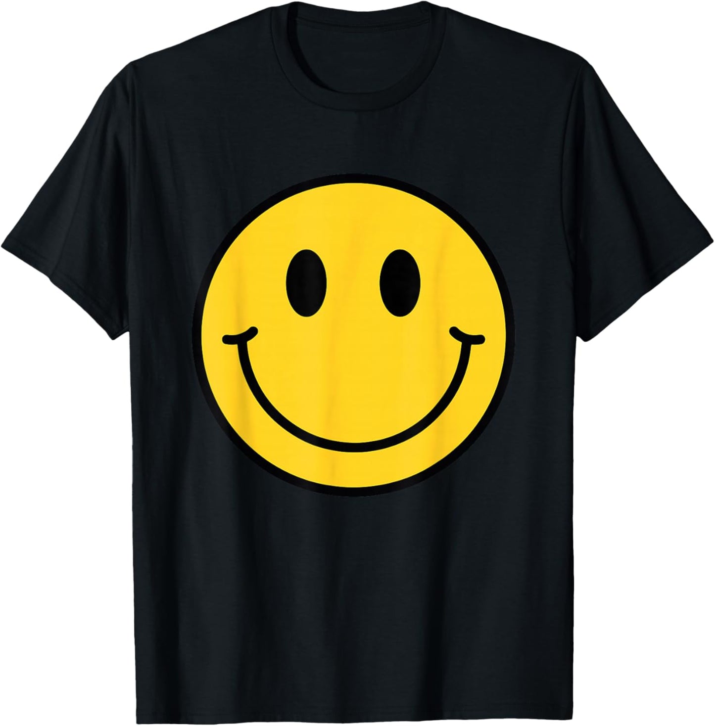 70s Yellow Smile Face Shirt Cute Happy Peace Smiling Face T-Shirt - T-Shirt | Black