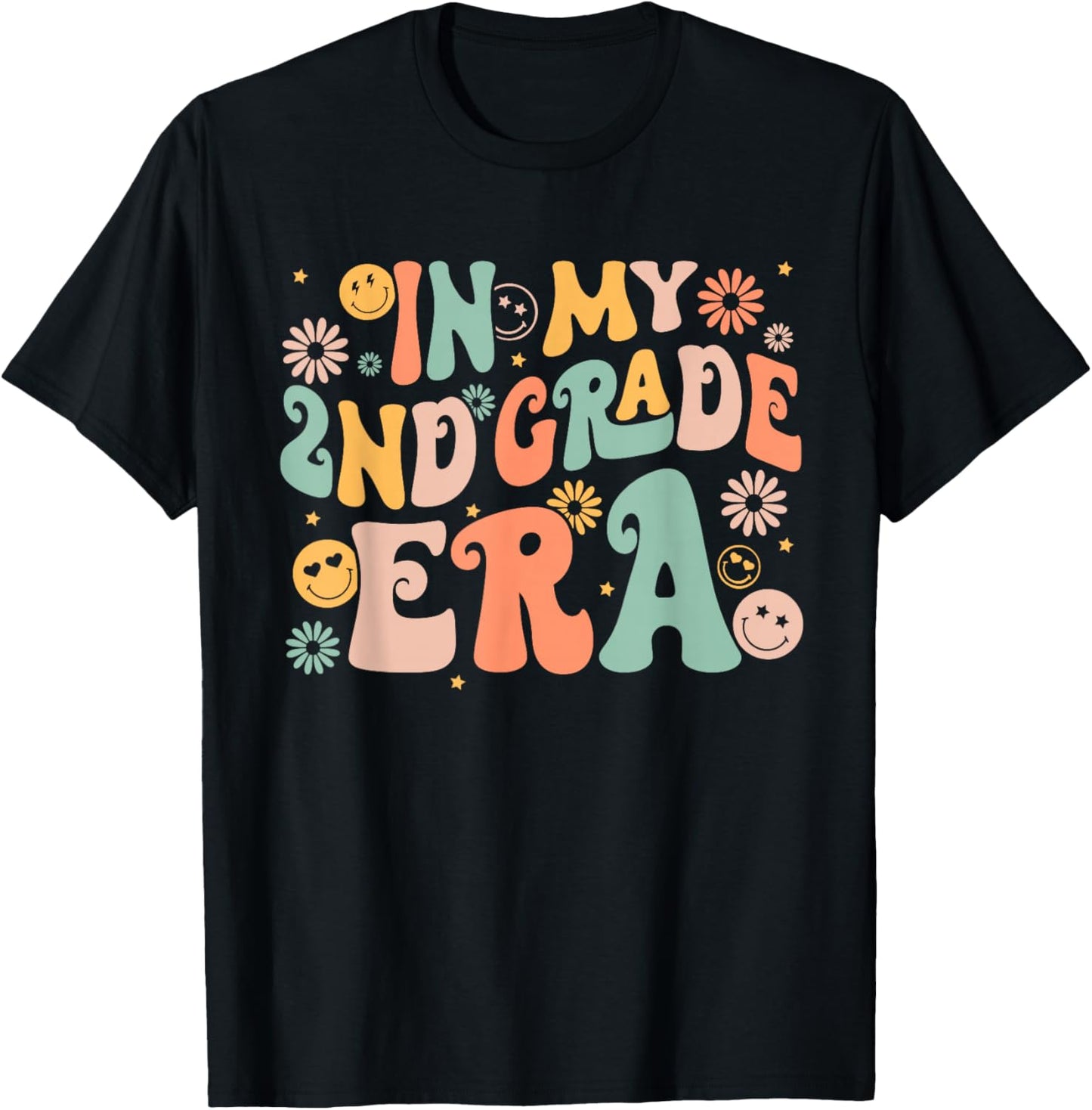 In My Second Grade Era Retro 2nd Grade Back to School T-Shirt - T-Shirt | Black