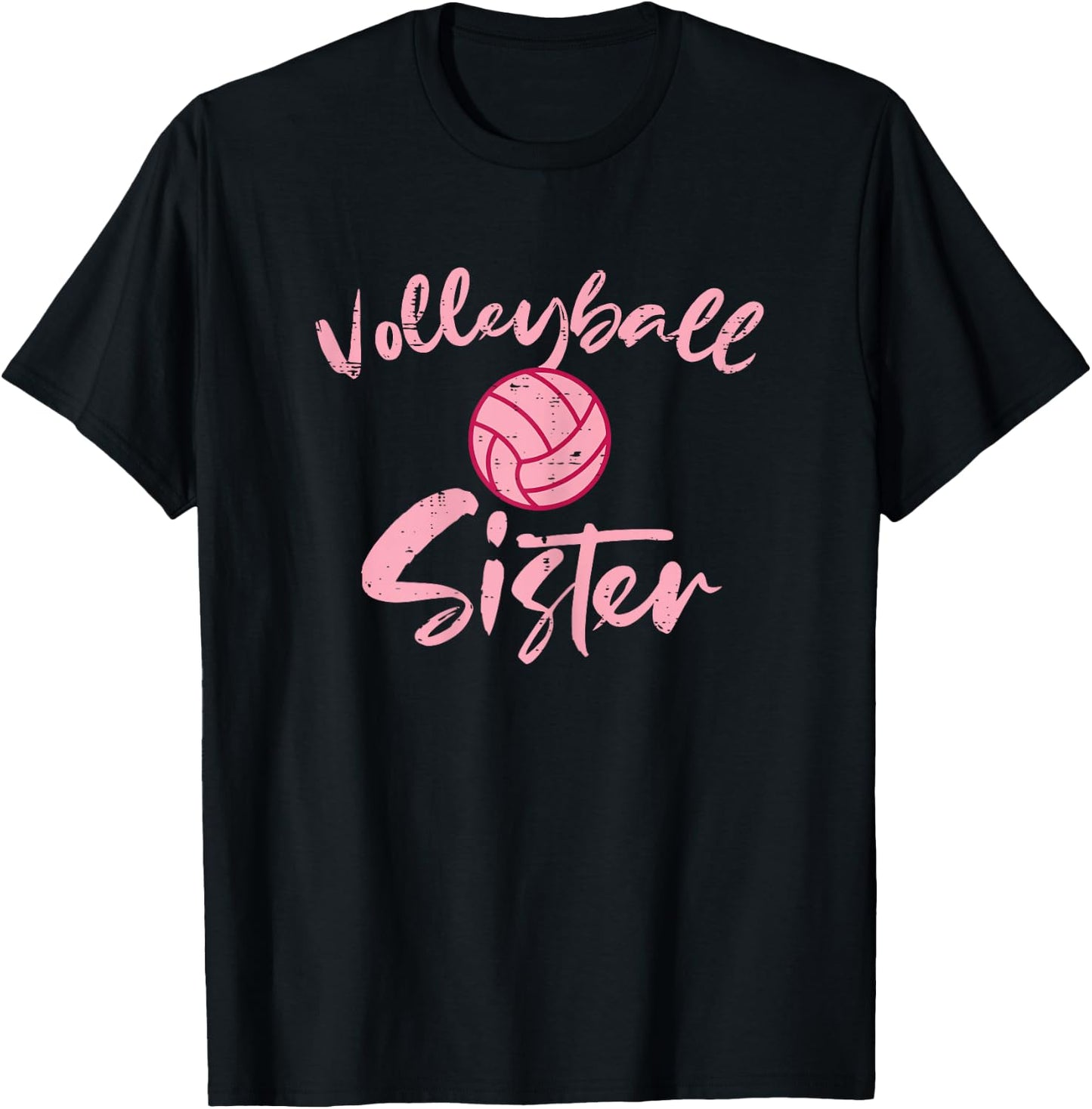 Pink Volleyball Sister Cute Family Matching Sis Girls Women T-Shirt - T-Shirt | Black