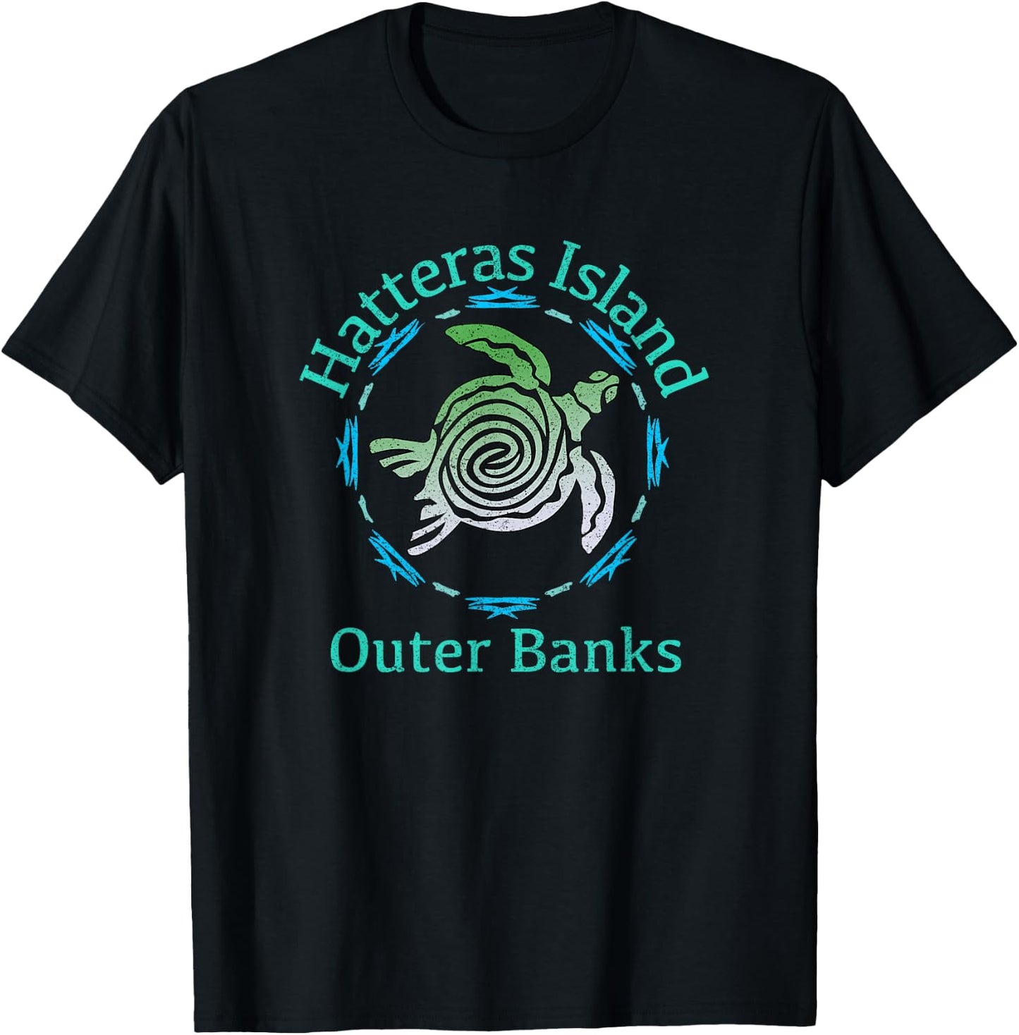 Hatteras Island, Outer Banks / Vintage Tribal Turtle Gift T-Shirt - T-Shirt | Black