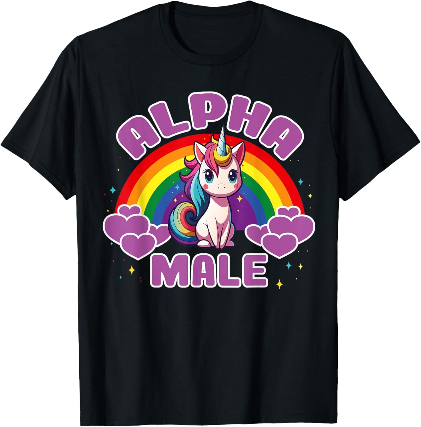 Funny Cute Alpha Male Unicorn, Sarcastic Humor Macho T-Shirt - T-Shirt | Black