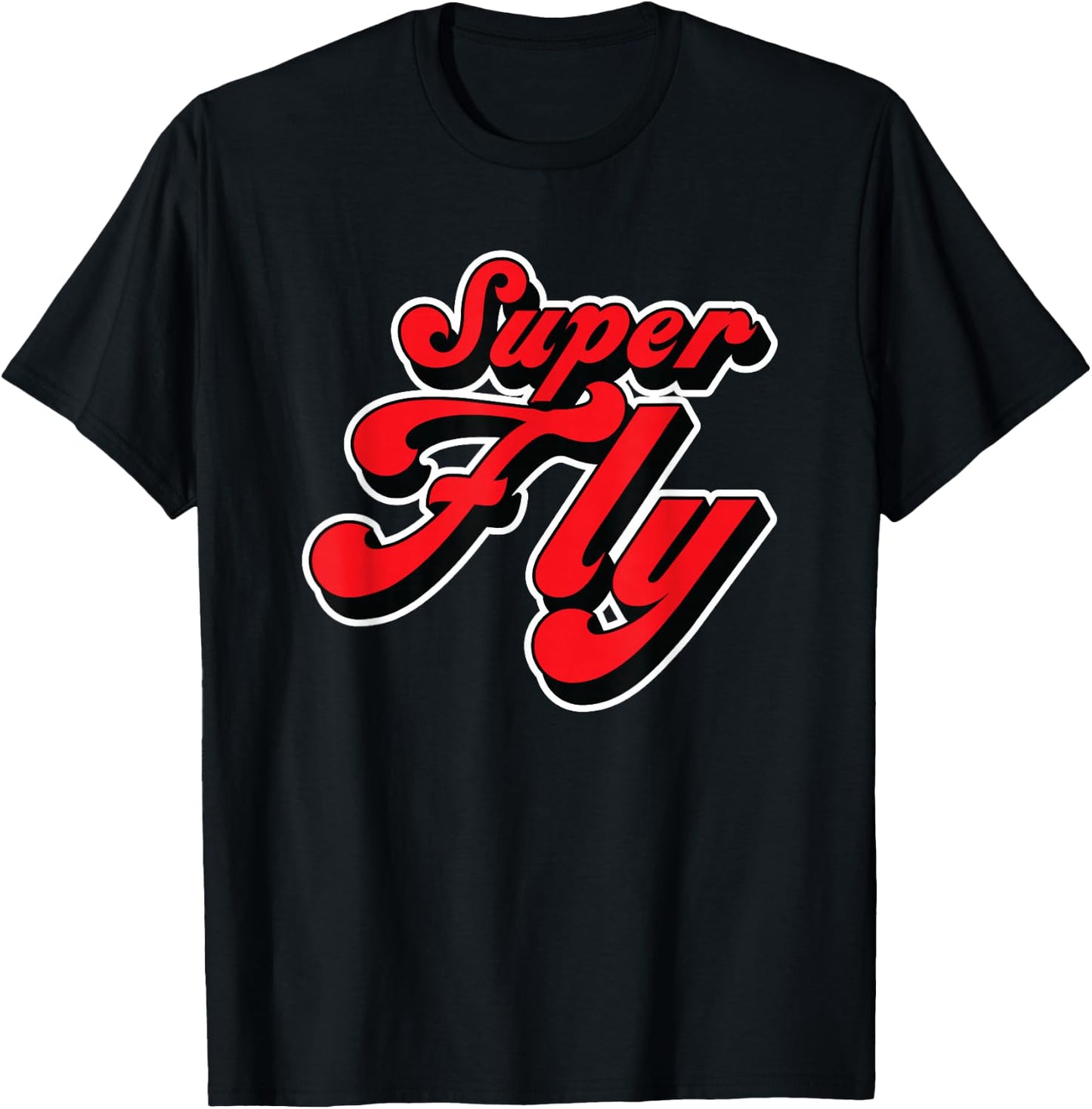 Groovy 1970s Hippie Hipster Super Fly T-Shirt - T-Shirt | Black