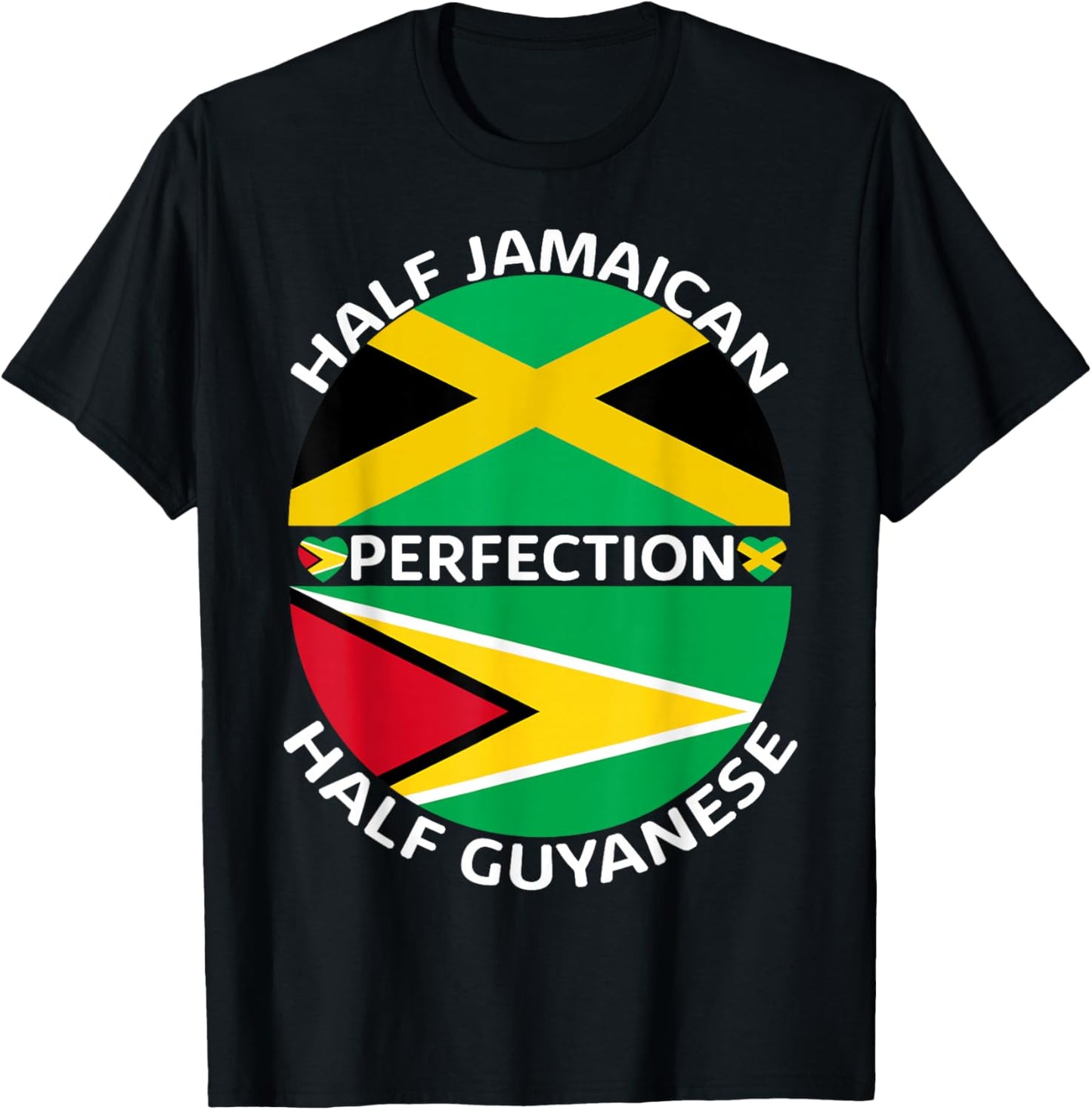 Half Jamaican Half Guyanese Jamaica Guyana Flag Men Women T-Shirt - T-Shirt | Black
