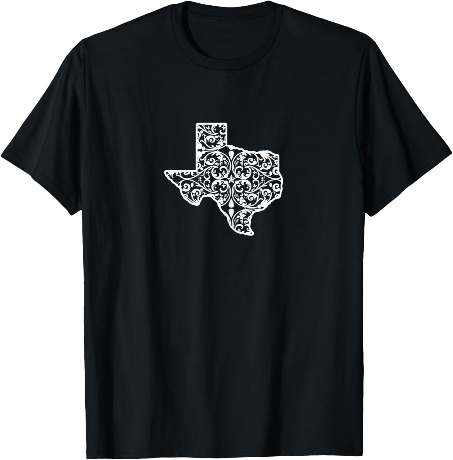 Texas Floral White Pattern for Texas Ladies and TX Girls T-Shirt - T-Shirt | Black