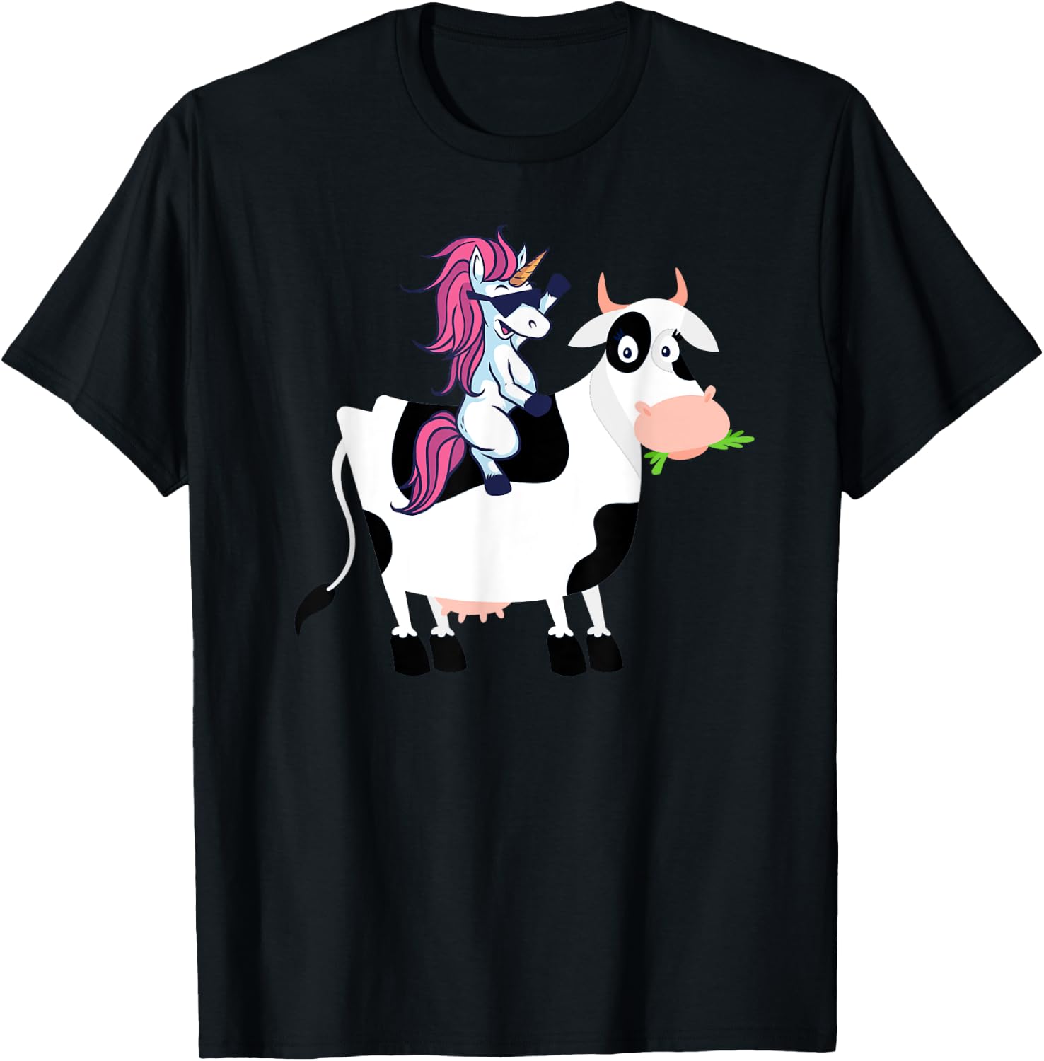 Unicorn Cow Shirt Funny Unicorn Riding Cow Gift T-Shirt - T-Shirt | Black