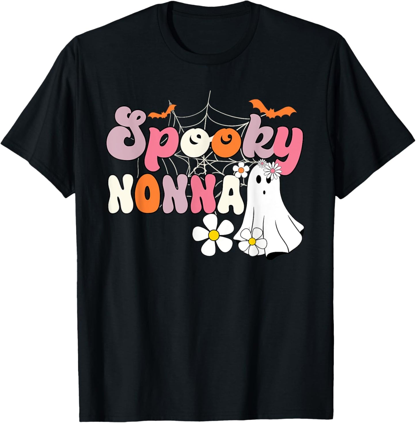 Groovy One Spooky Nonna Mama Grandma Witch Mom Halloween T-Shirt - T-Shirt | Black