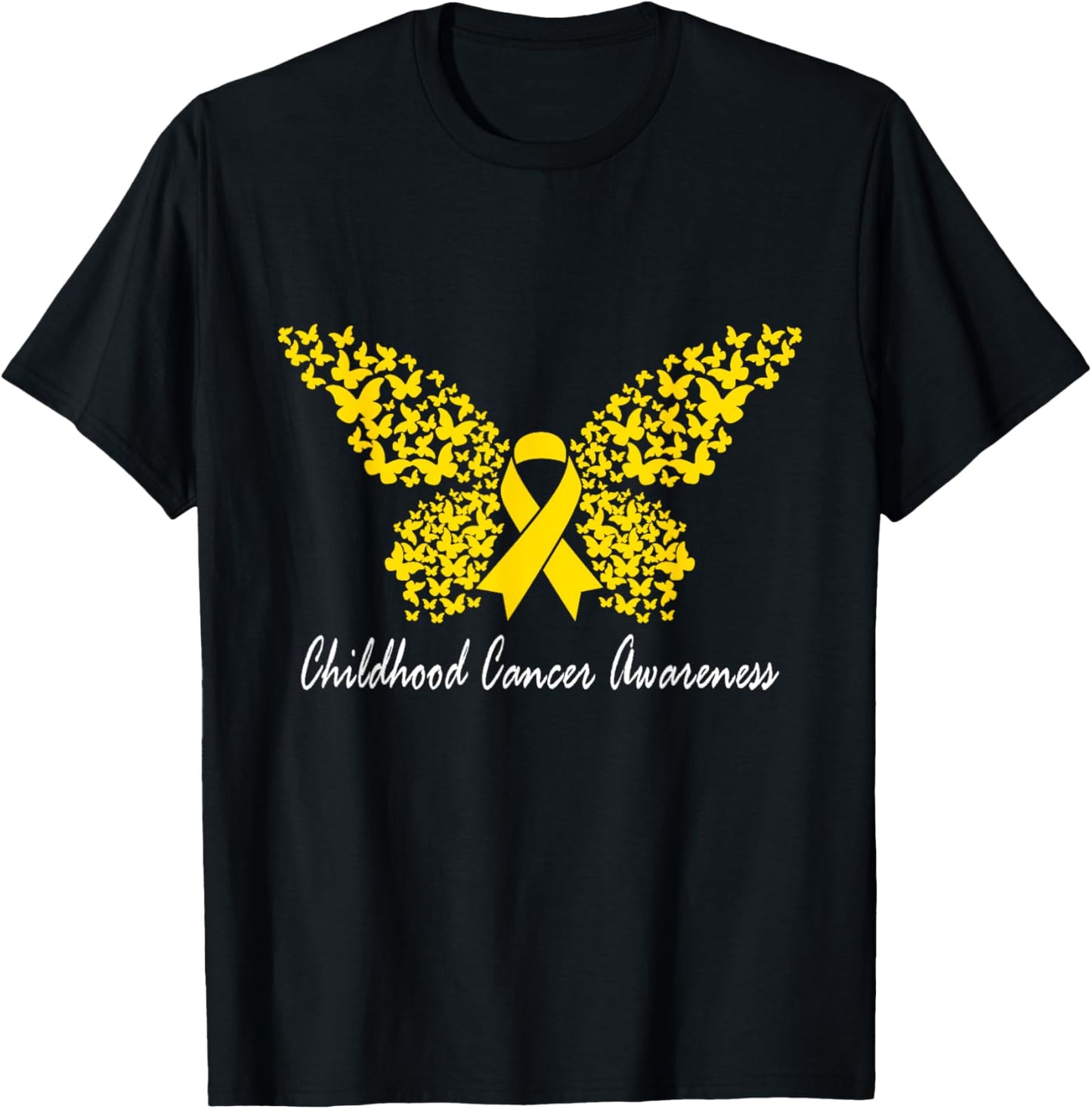 Childhood Cancer Awareness Butterfly T-Shirt - T-Shirt | Black