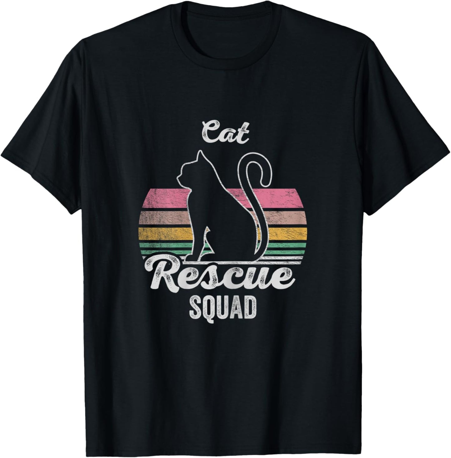 Retro Vintage Animal Rescue Shirt Cat Rescue Squad T-Shirt - T-Shirt | Black