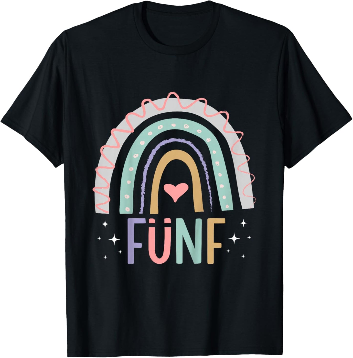5. Geburtstag süßes Regenbogen Mädchen 5 Jahre alt T-Shirt - T-Shirt | Black