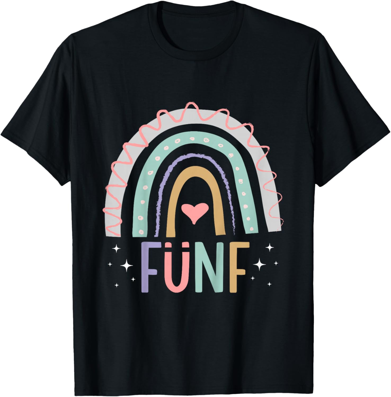 5. Geburtstag süßes Regenbogen Mädchen 5 Jahre alt T-Shirt - T-Shirt | Black