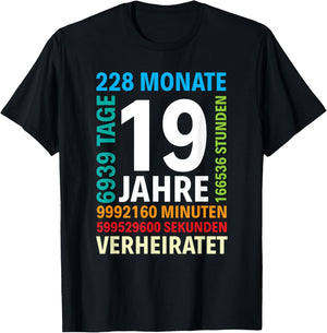 19 Jahre Verheiratet Perlmutthochzeit 19. Hochzeitstag T-Shirt - T-Shirt | Black