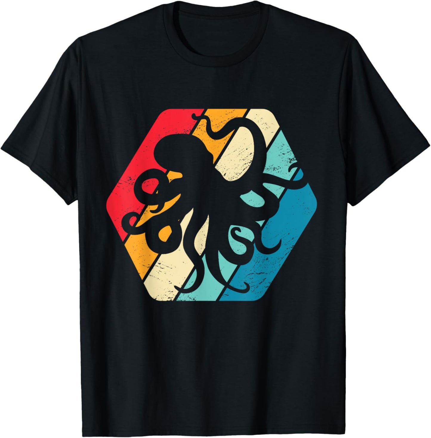 Krake Tintenfisch Octopus Ozean Meer Retro T-Shirt - T-Shirt | Black