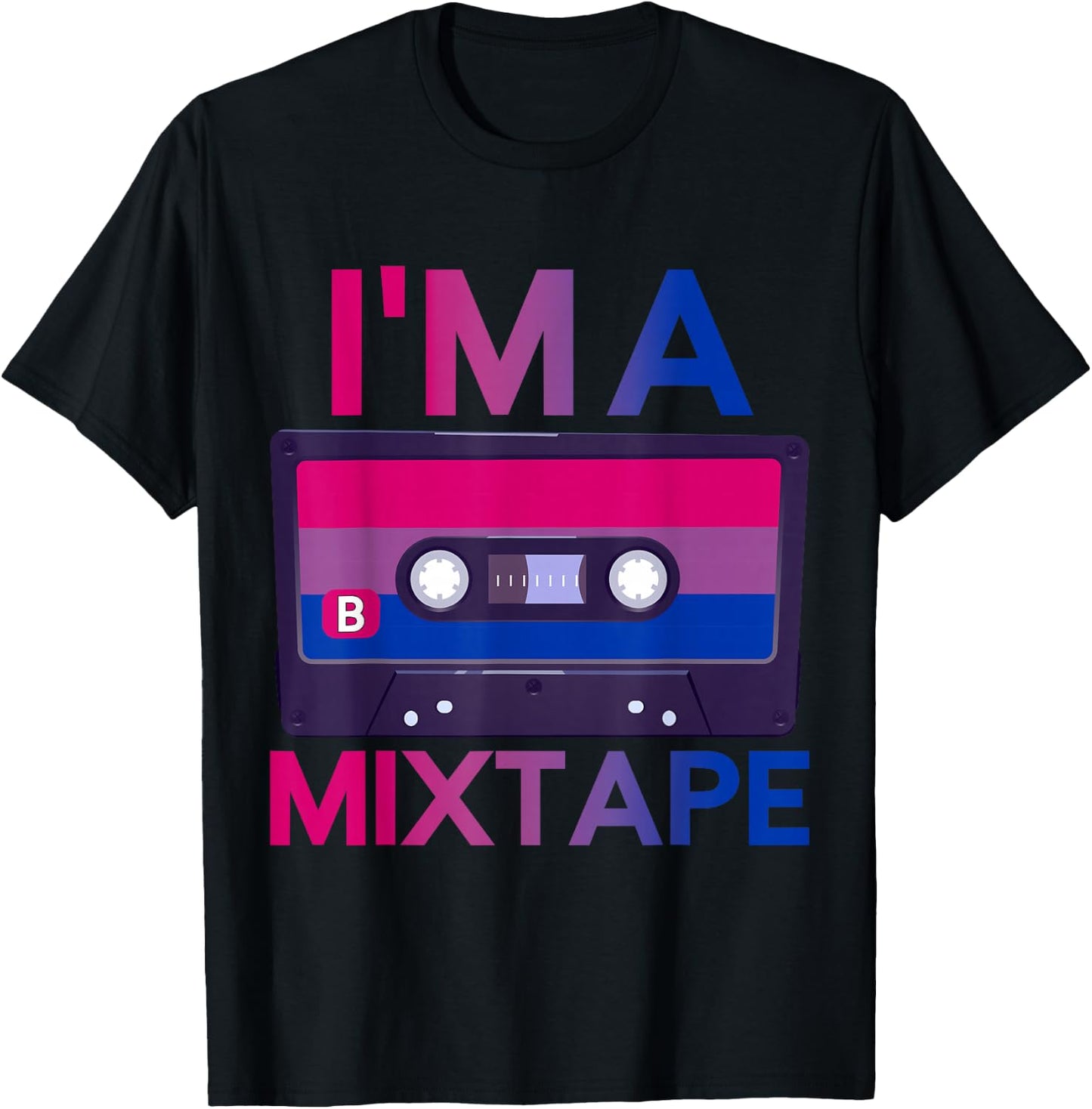 Im A Mixtape Vintage Cassette Bisexuality Bi Pride Bisexual T-Shirt - T-Shirt | Black
