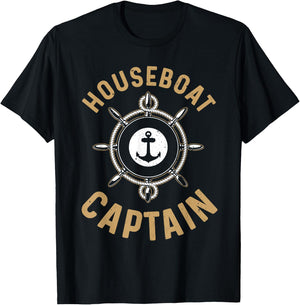 Cool Houseboat Captain Design Women Houseboat Lover T-Shirt - T-Shirt | Black