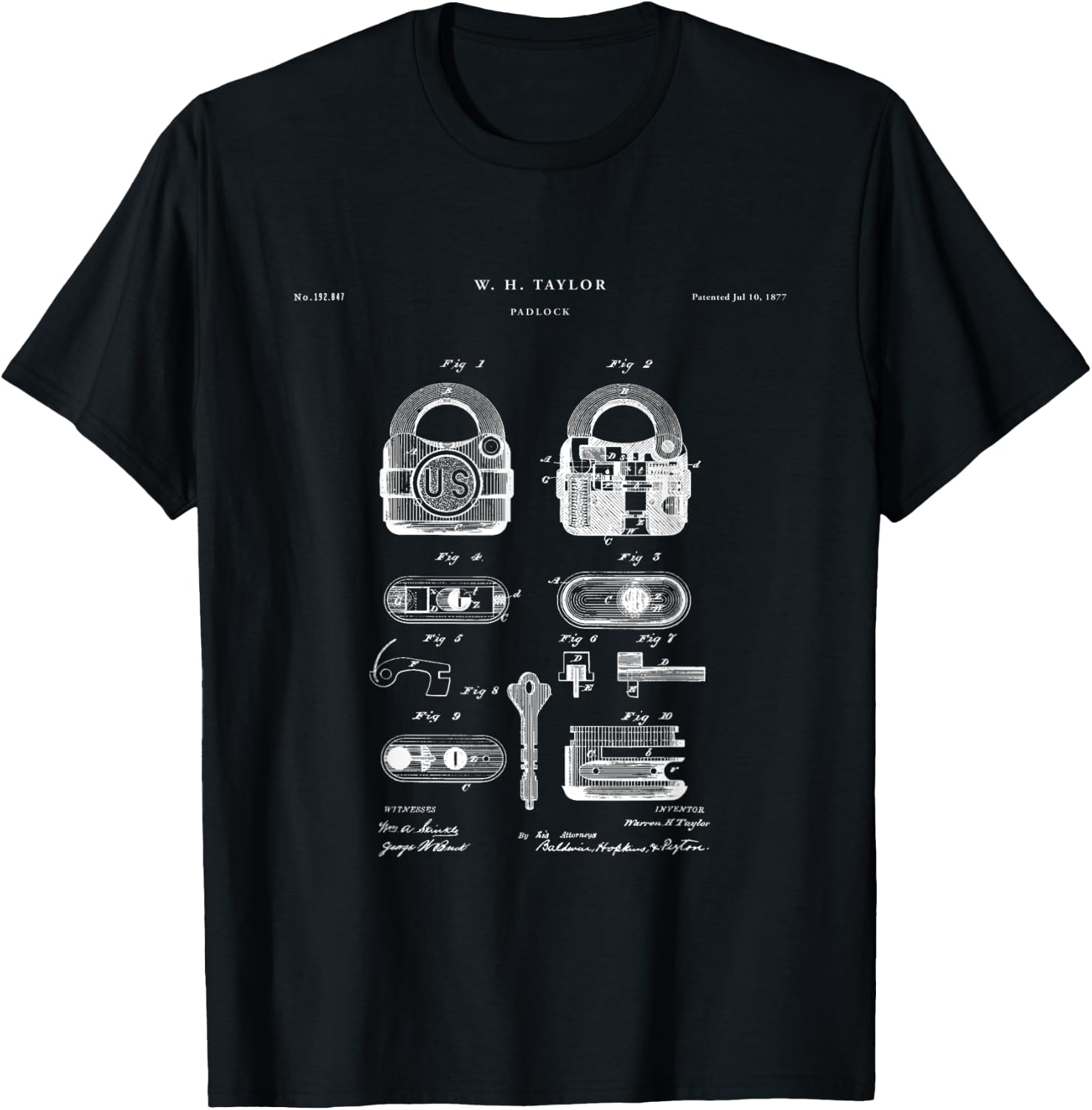 Padlock Patent - locksmith T-Shirt - T-Shirt | Black