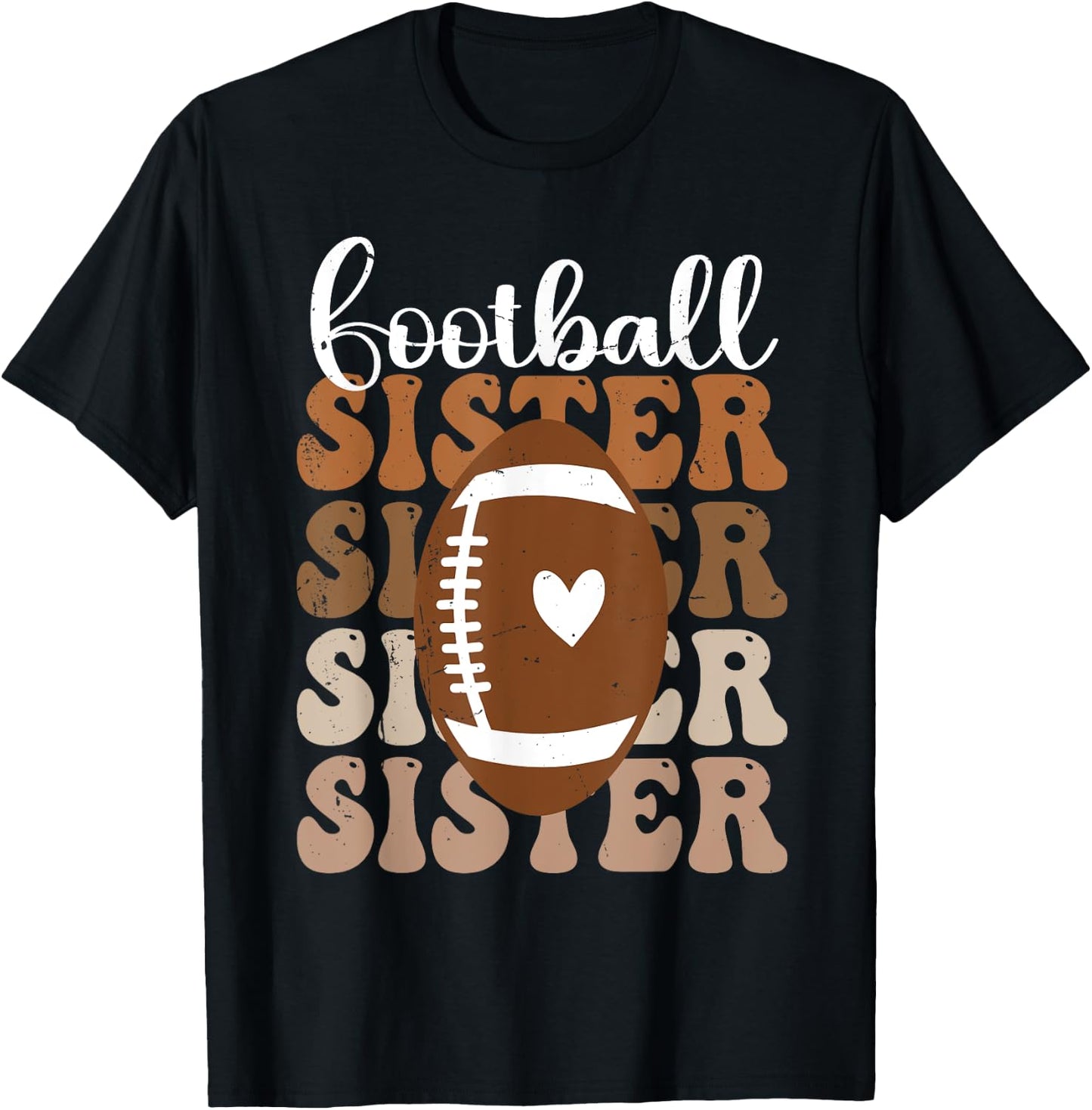 Football Sister Vintage Sport Lover Sister Mothers Day T-Shirt - T-Shirt | Black