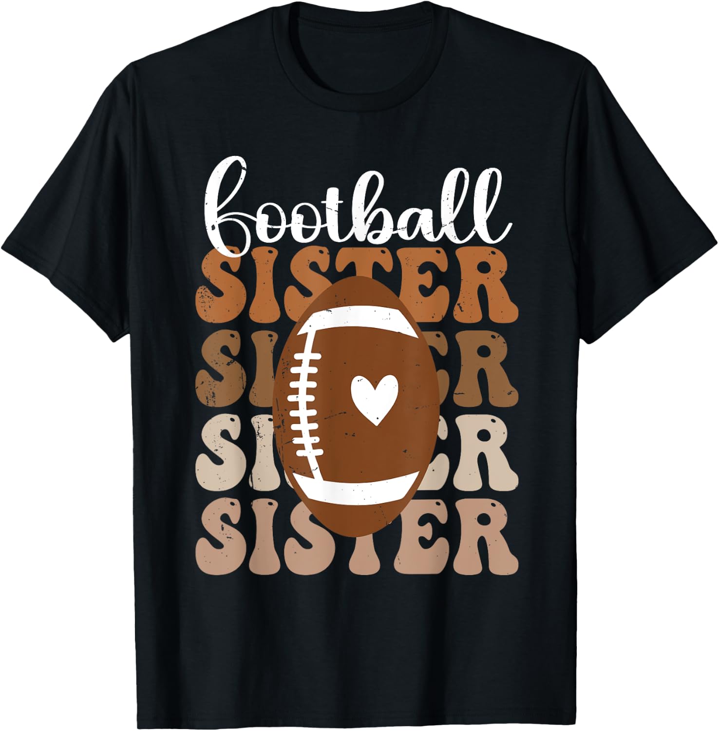 Football Sister Vintage Sport Lover Sister Mothers Day T-Shirt - T-Shirt | Black