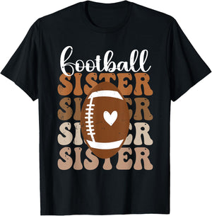 Football Sister Vintage Sport Lover Sister Mothers Day T-Shirt - T-Shirt | Black