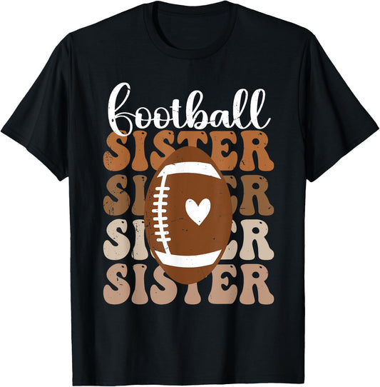 Football Sister Vintage Sport Lover Sister Mothers Day T-Shirt - T-Shirt | Black