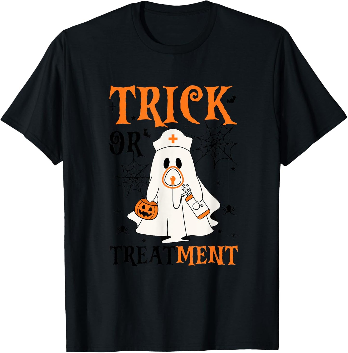 Trick Or Treatment Respiratory Therapist Nurse Halloween T-Shirt - T-Shirt | Black