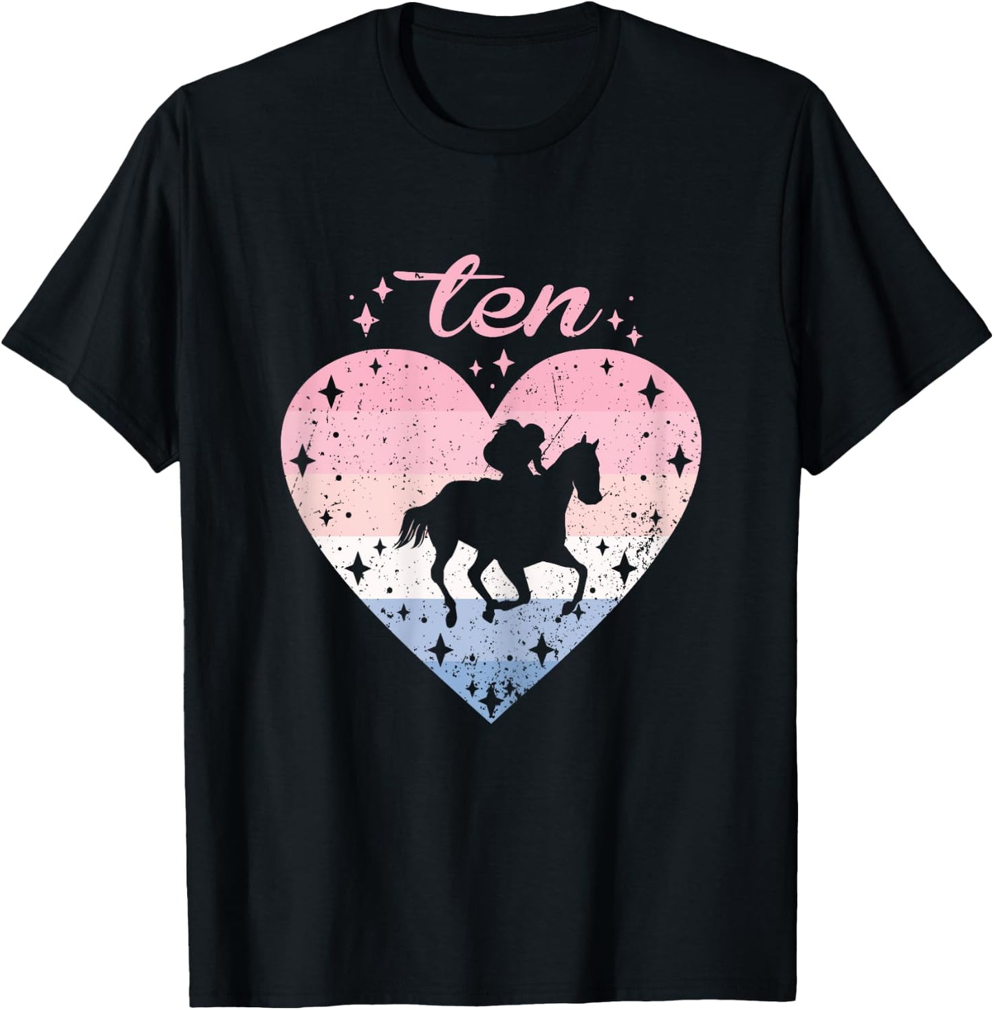 10 Year Old Cute Horse Riding Birthday Girl 10th B-day T-Shirt - T-Shirt | Black