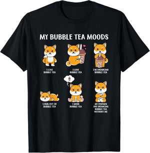 My Bubble Tea Moods Funny Kawaii Boba Tea Bubble Tea Fox T-Shirt - T-Shirt | Black