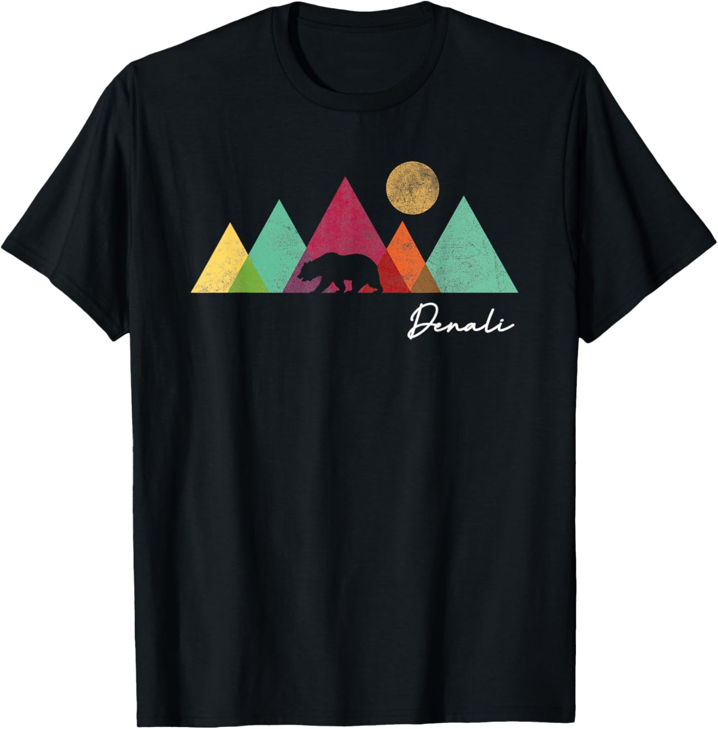 Alaska Denali National Park Souvenir Colorful Bear Mountains T-Shirt - T-Shirt | Black