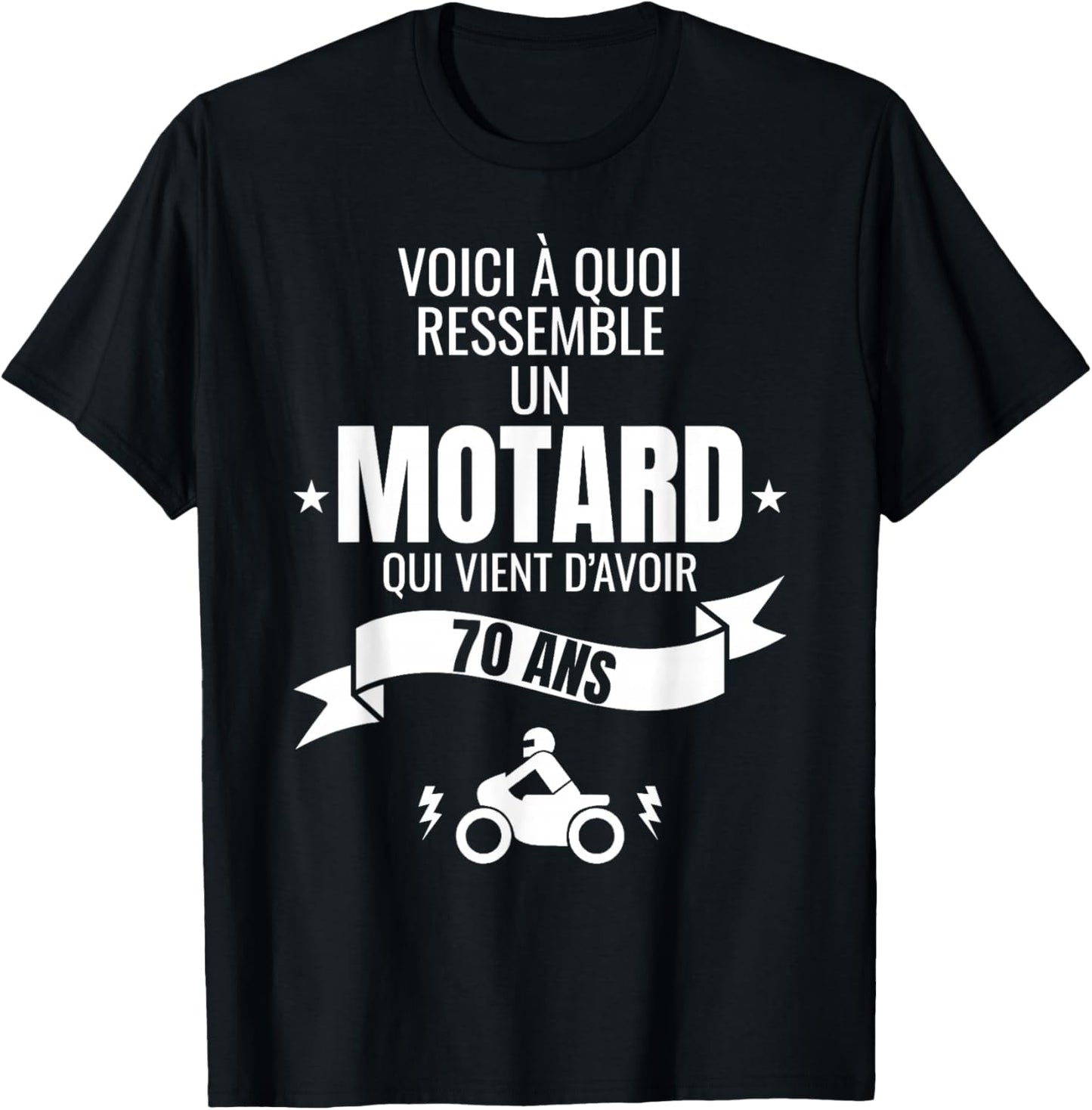 Gift for a biker humour man original 70 years , Black, S T-Shirt - T-Shirt | Black