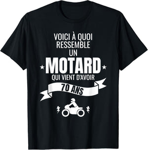 Gift for a biker humour man original 70 years , Black, S T-Shirt - T-Shirt | Black