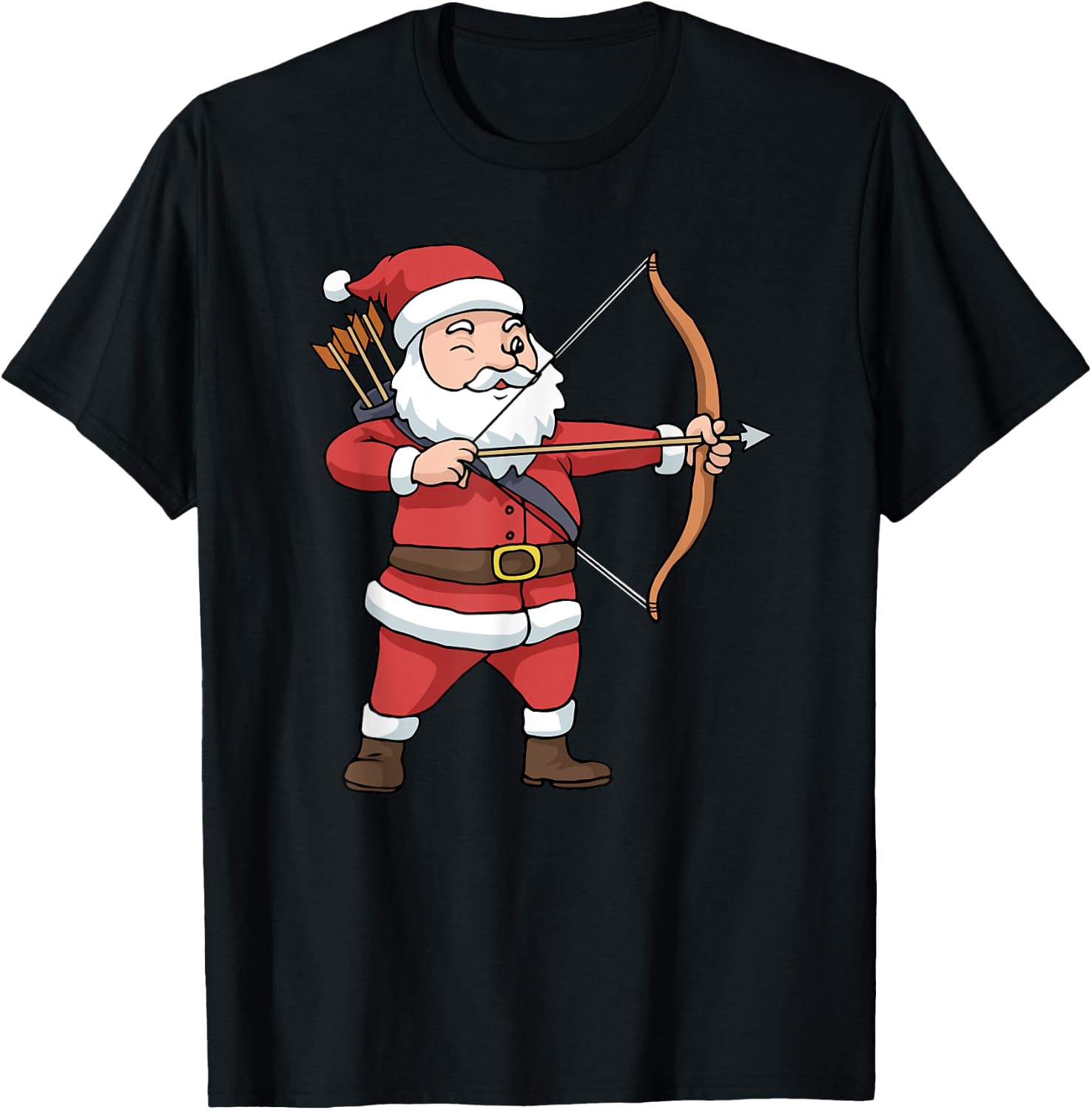 Christmas Archery Arrow Bow Hunting Santa Claus T-Shirt - T-Shirt | Black