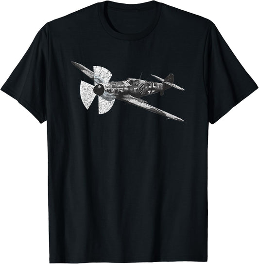 Messerschmitt Bf 109 German WW2 Fighter Plane Gift T-Shirt - T-Shirt | Black