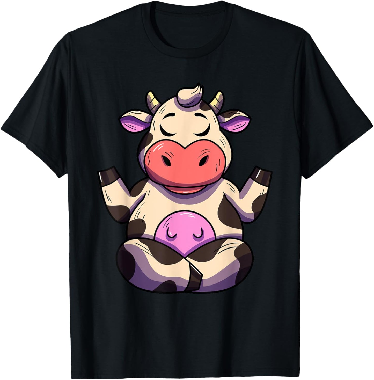 Cow Yoga Funny Cow Lovers Farmer Animal Yoga Cow T-Shirt - T-Shirt | Black