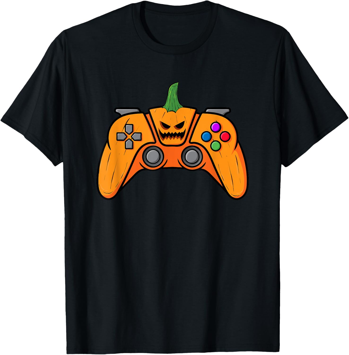 Halloween Video Game Controller With Pumpkin Face Gaming T-Shirt - T-Shirt | Black