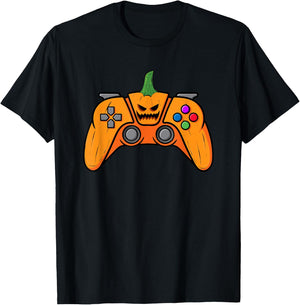 Halloween Video Game Controller With Pumpkin Face Gaming T-Shirt - T-Shirt | Black