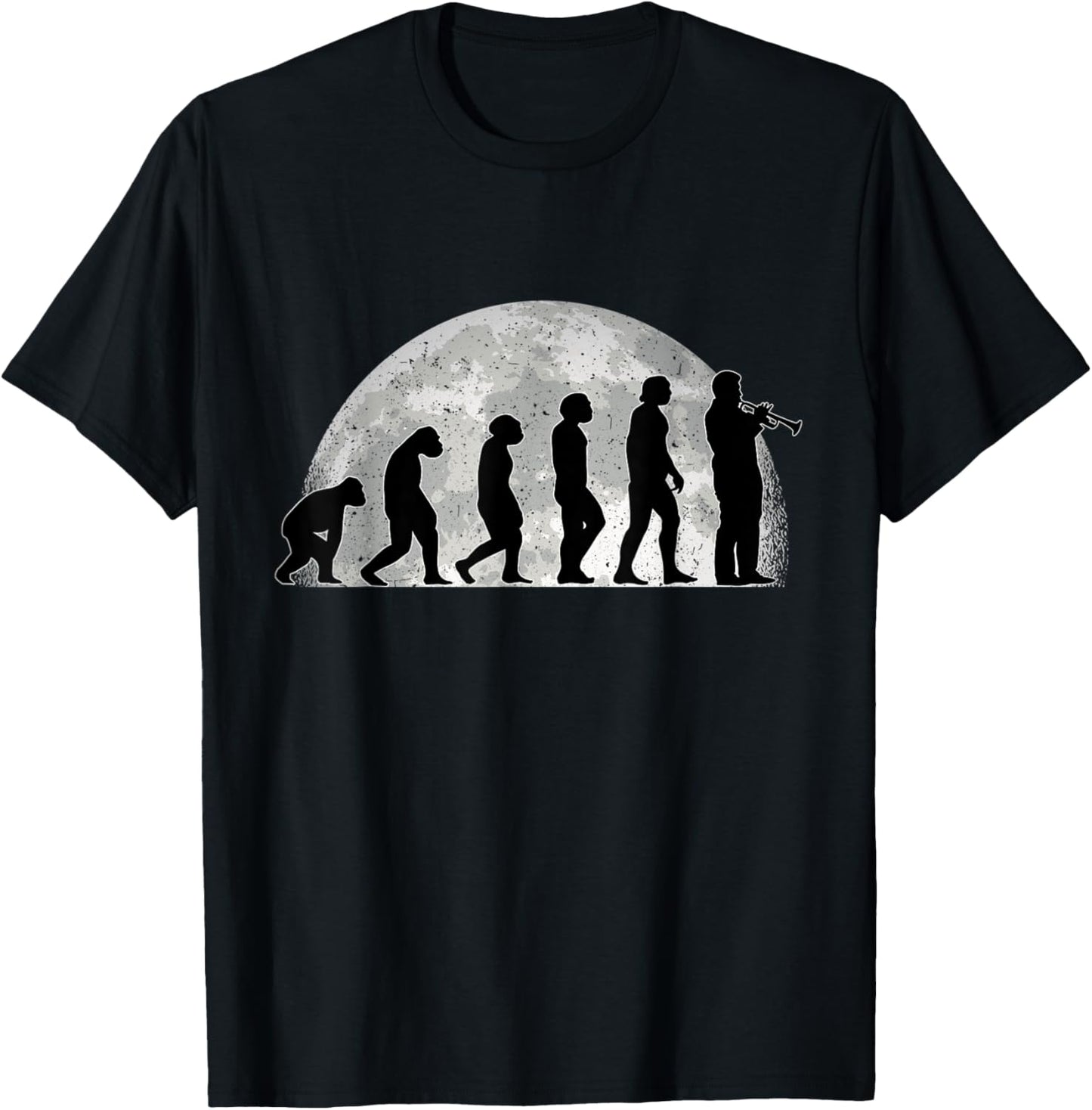 Trumpet Evolution Moon Trumpeter Jazz Music T-Shirt - T-Shirt | Black