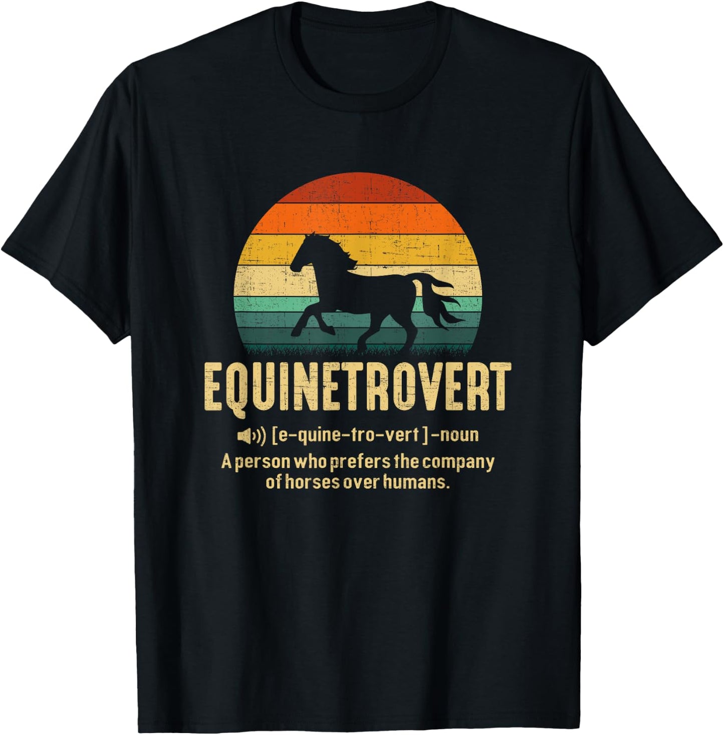 Equinetrovert, equestrian Equine Introvert T-Shirt - T-Shirt | Black