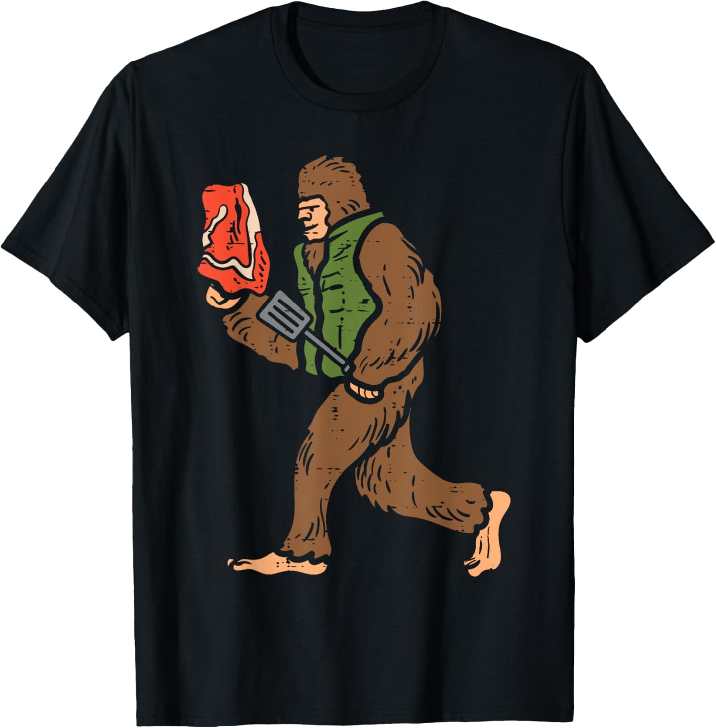 Bigfoot Barbecue Bbq Sasquatch Meat Grilling Women Men Kids T-Shirt - T-Shirt | Black