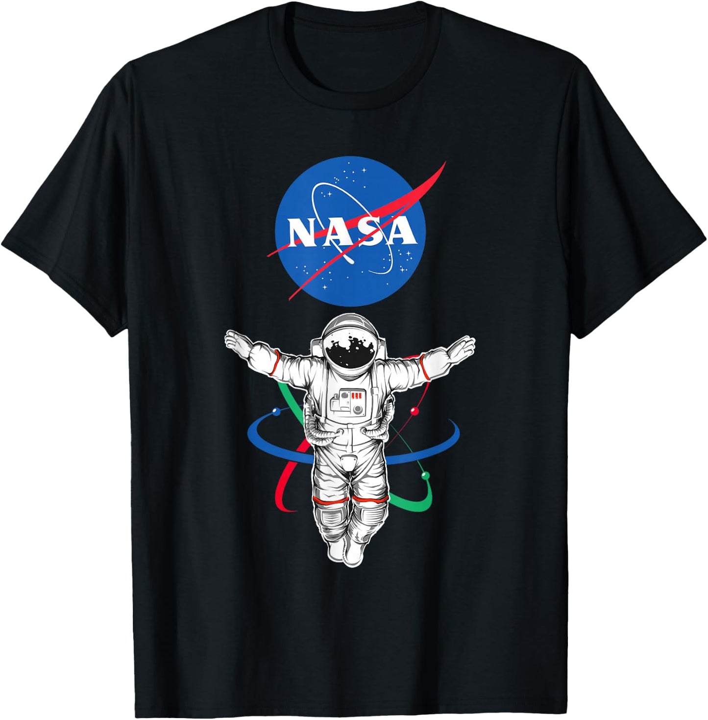 Major Future NASA - -Adults, Black, Small, Short Sleeve, Cotton/Polyester, Astronaut Atom NASA Theme T-Shirt - T-Shirt | Black